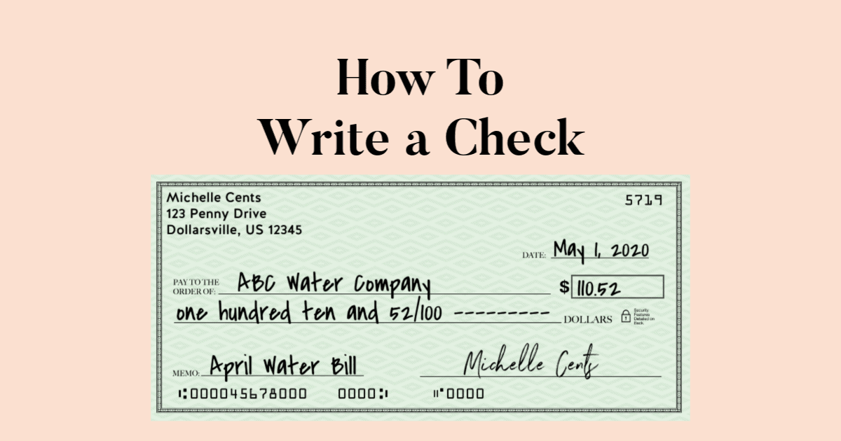 example of writing your address on a check