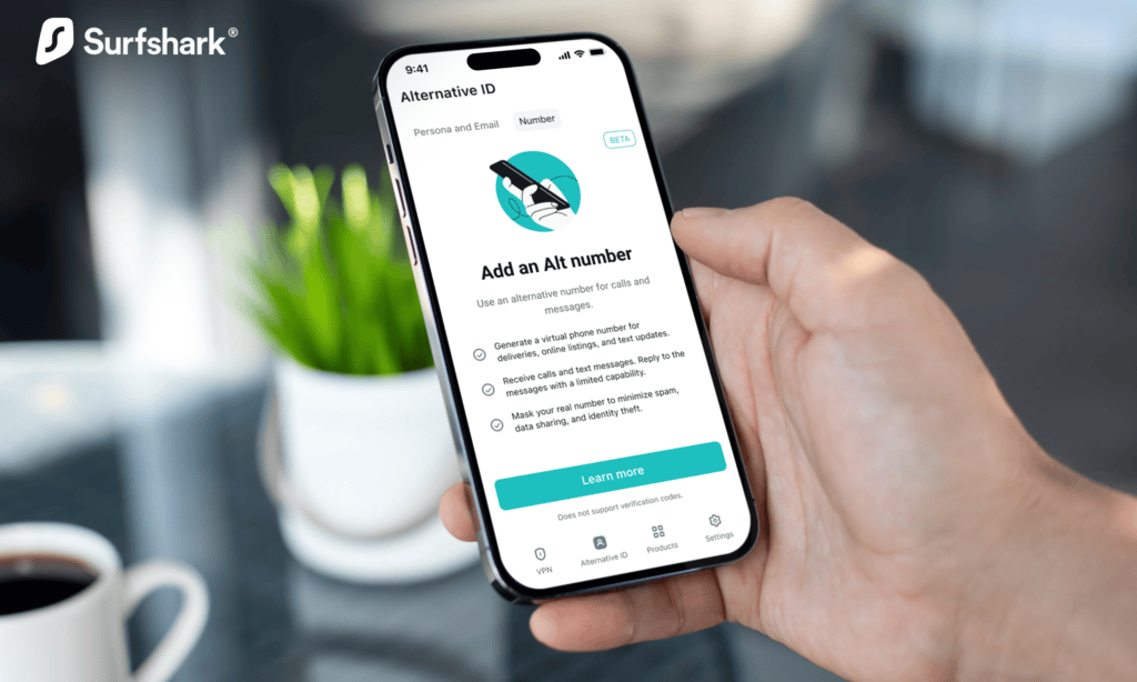  This is a virtual phone number you can use instead of your real one. It’s perfect for online shopping or any time you need to give out a phone number. You can still receive calls and texts, but your real number stays private. You can even use this number to register for discounts so that your real phone number stays spam-free. An Alternative Number can minimize data sharing, robocalls, SMS phishing, and more.