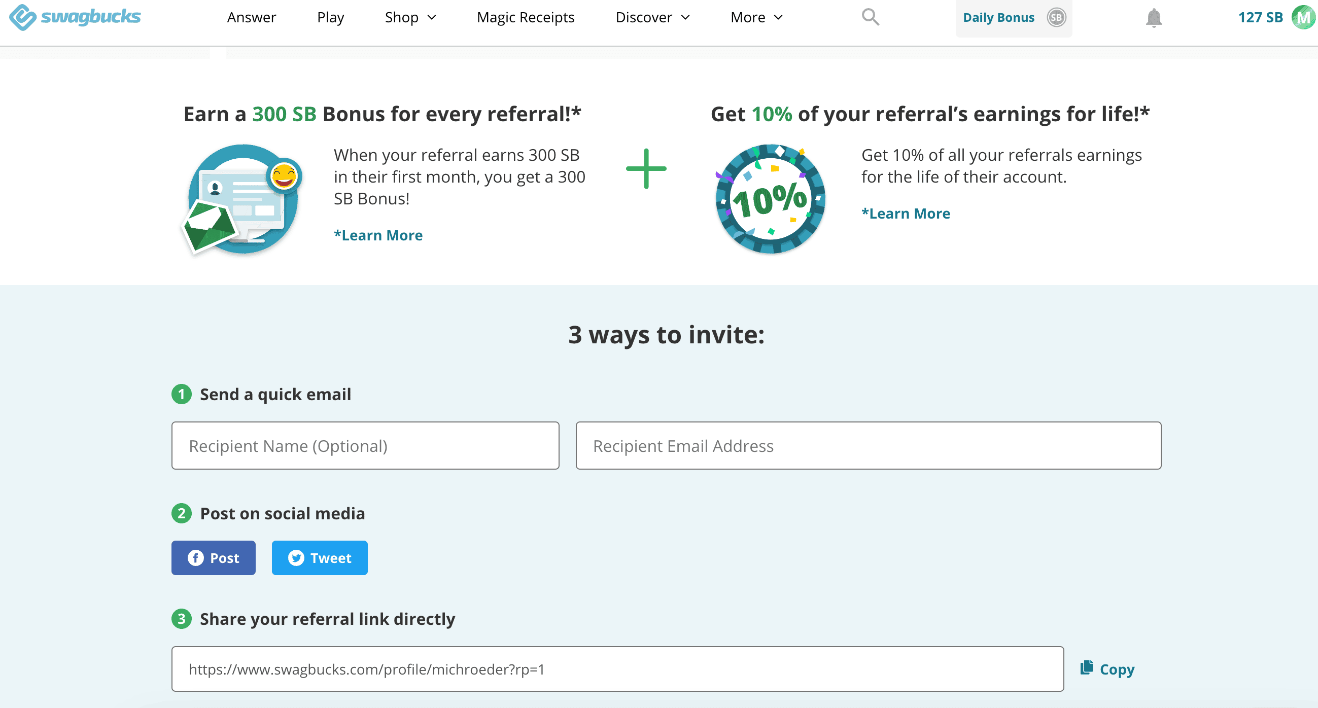 swagbucks hacks invite friends